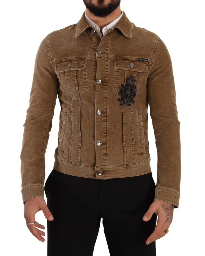 Dolce & Gabbana - Dolce & Gabbana Elegant Corduroy Logo Jacket - JKT3240 - 48 - Ask Me Wear