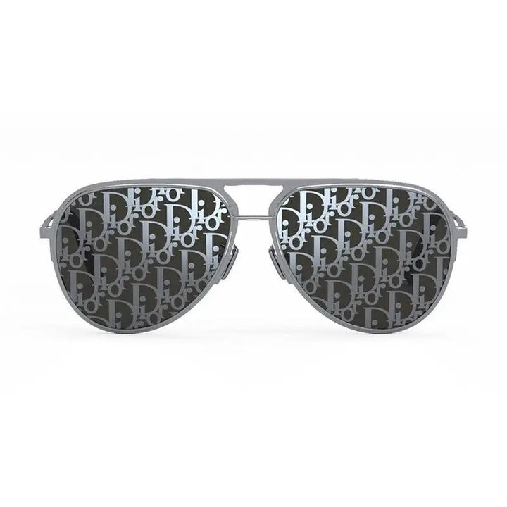 Dior Sunglasses Aviator Full Rim, Shiny Palladium Frame And Blue Grey Dior Pattern Mirror Lens Dioressentiala2Uf0A8