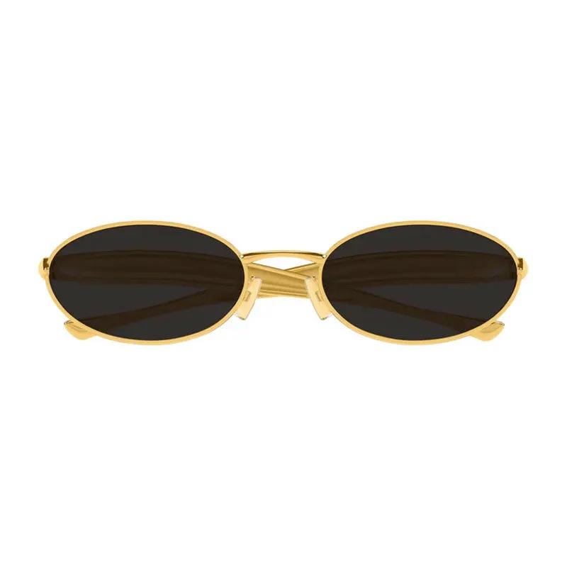 Bottega Veneta Sunglasses Oval Full Rim, Gold Frame And Grey Lens