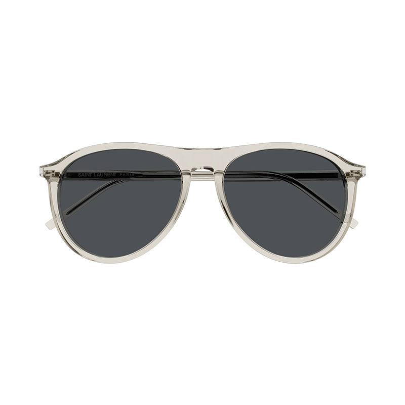 Saint Laurent Sunglasses Aviator Full Rim, Transparent Beige Frame and Grey Lens SL667003
