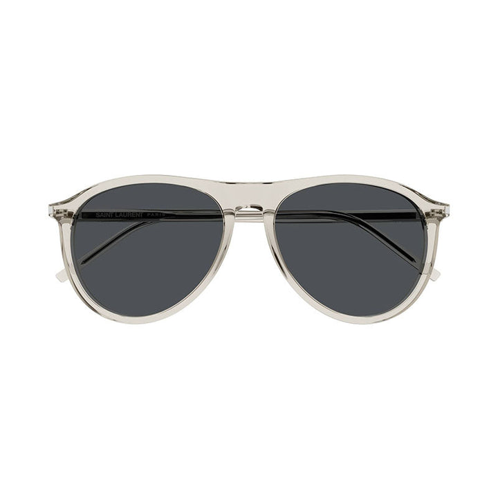 Saint Laurent Sunglasses Aviator Full Rim, Transparent Beige Frame and Grey Lens SL667003