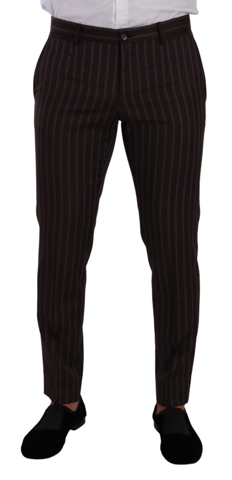 Dolce & Gabbana Elegant Maroon Striped Slim Fit Suit