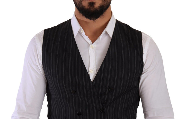 Dolce &amp; Gabbana Gray Striped Double Breasted Waistcoat Vest by Dolce &amp; Gabbana outlet now on sale