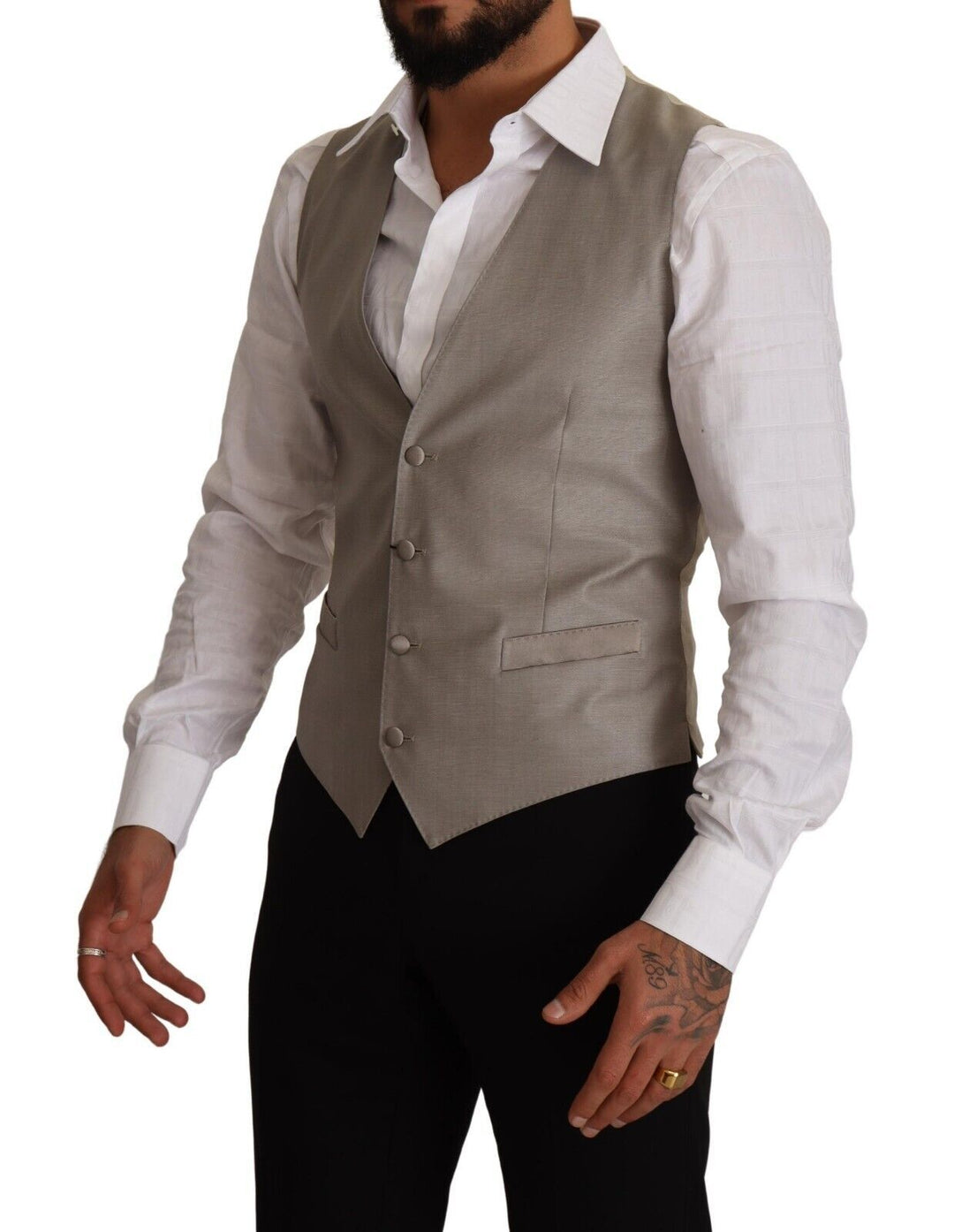 Dolce &amp; Gabbana Sample Sale Dolce &amp; Gabbana Beige Wool Single Breasted Waistcoat Vest - | Designer outlet
