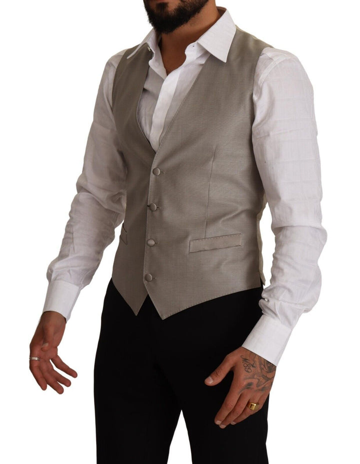 Dolce &amp; Gabbana Sample Sale Dolce &amp; Gabbana Beige Wool Single Breasted Waistcoat Vest - | Designer outlet