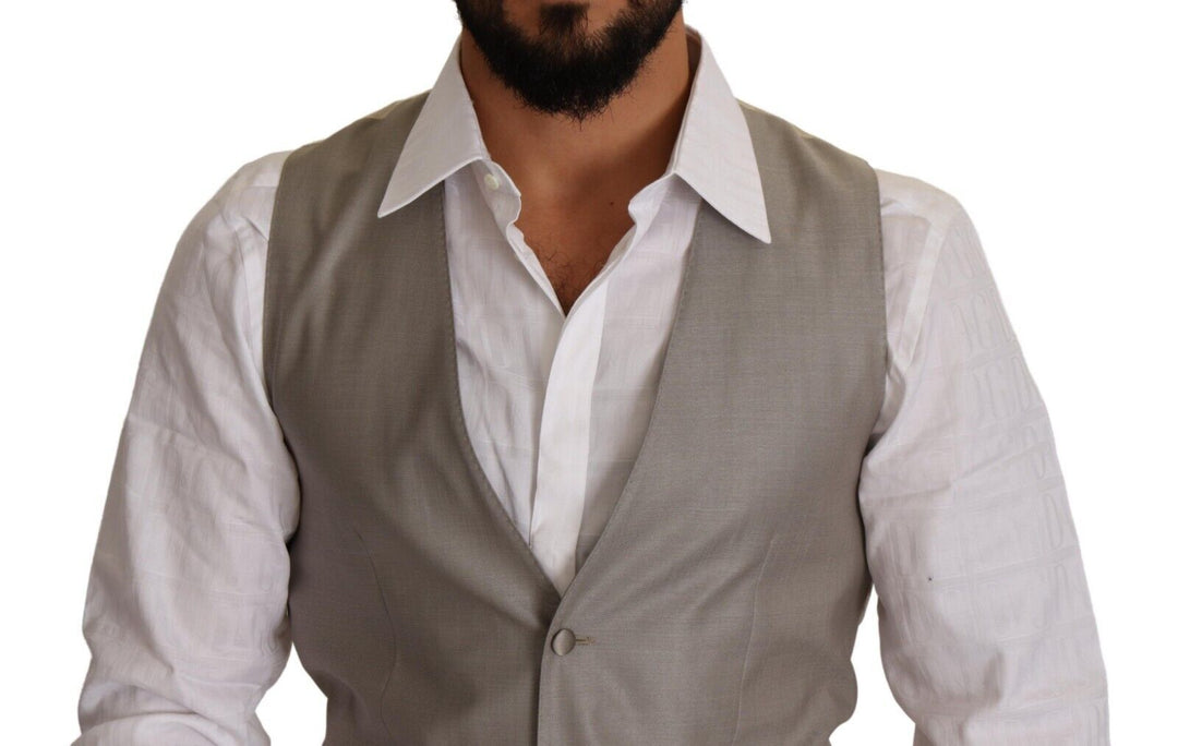 Dolce &amp; Gabbana Sample Sale Dolce &amp; Gabbana Beige Wool Single Breasted Waistcoat Vest - | Designer outlet
