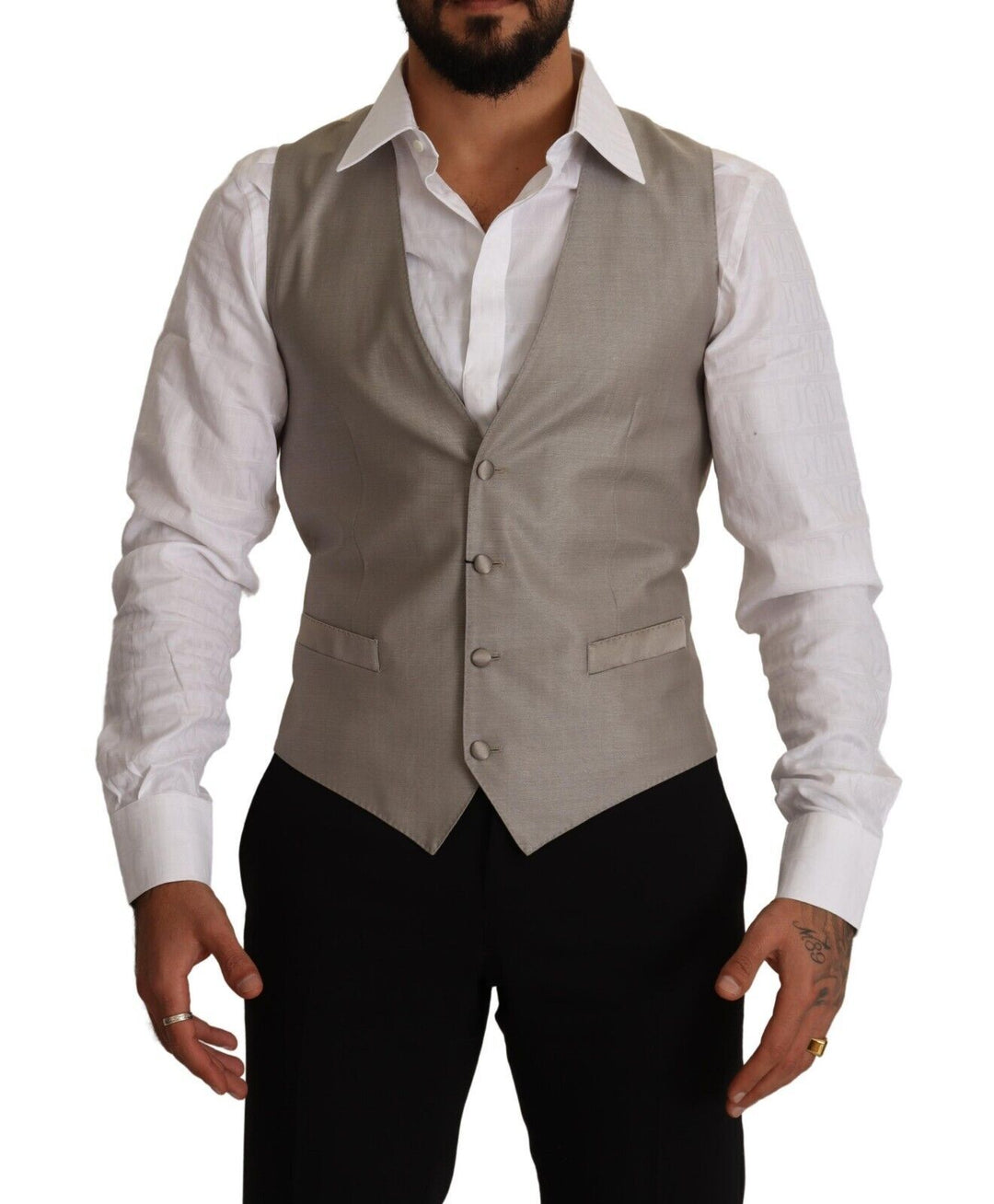 Dolce &amp; Gabbana Beige Wool Single Breasted Waistcoat Vest by Dolce &amp; Gabbana outlet now on sale