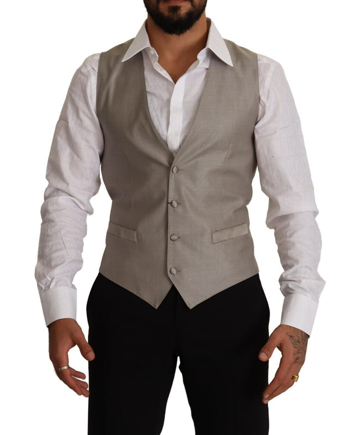 Dolce &amp; Gabbana Beige Wool Single Breasted Waistcoat Vest by Dolce &amp; Gabbana outlet now on sale