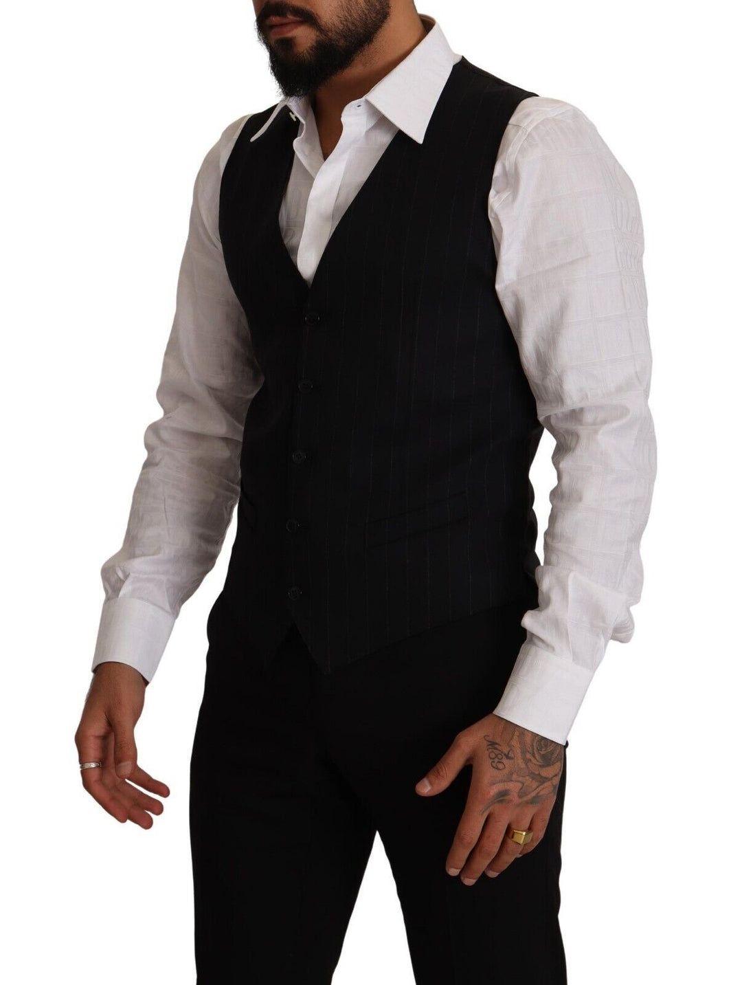Dolce &amp; Gabbana Sample Sale Dolce &amp; Gabbana Blue Striped Wool Stretch Waistcoat Vest - | Designer outlet