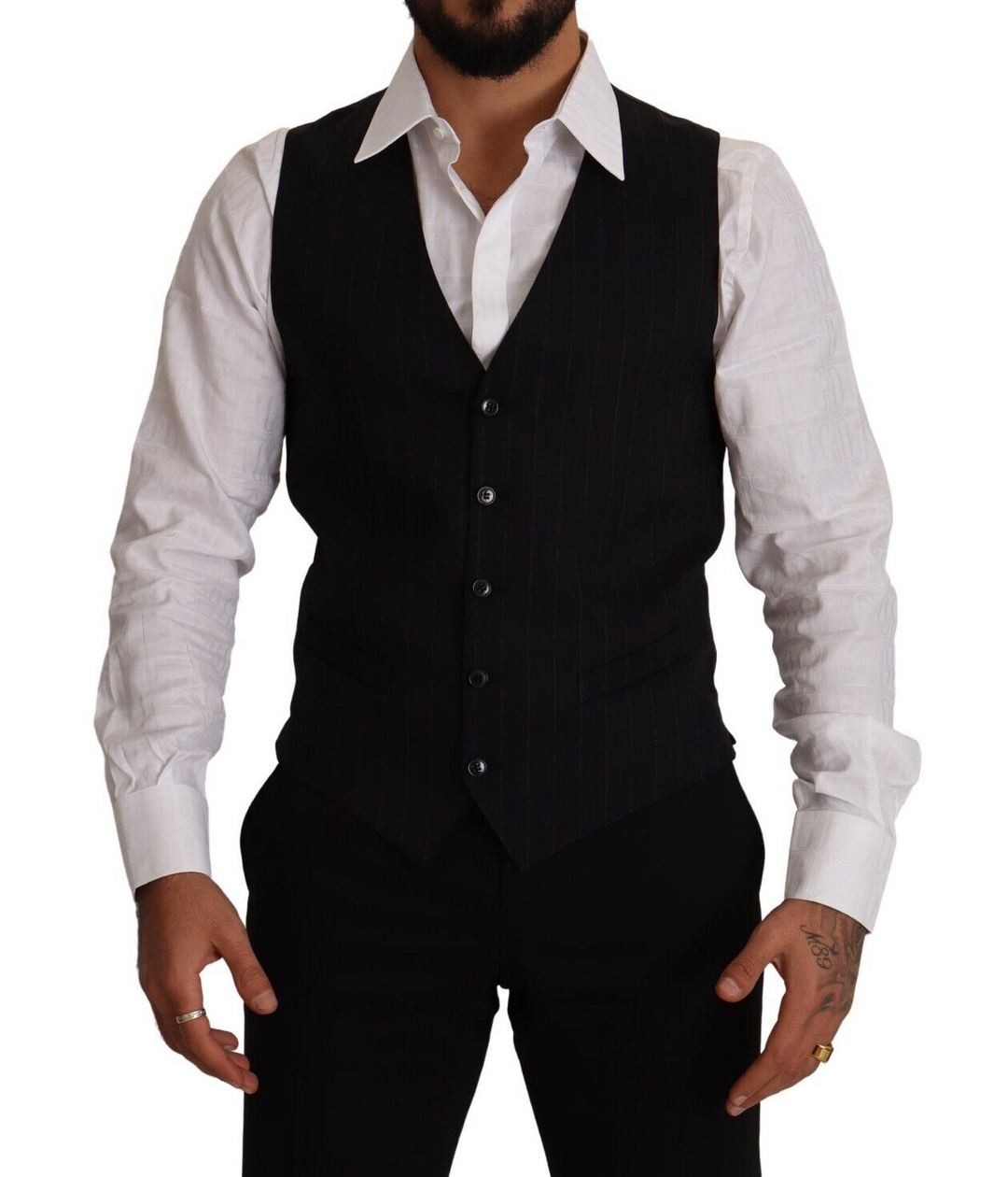 Dolce &amp; Gabbana Sample Sale Dolce &amp; Gabbana Blue Striped Wool Stretch Waistcoat Vest - | Designer outlet