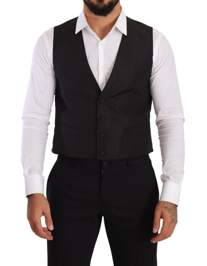 Dolce &amp; Gabbana Sample Sale Dolce &amp; Gabbana Gray Silk Slim Fit Waistcoat Formal Vest - | Designer outlet