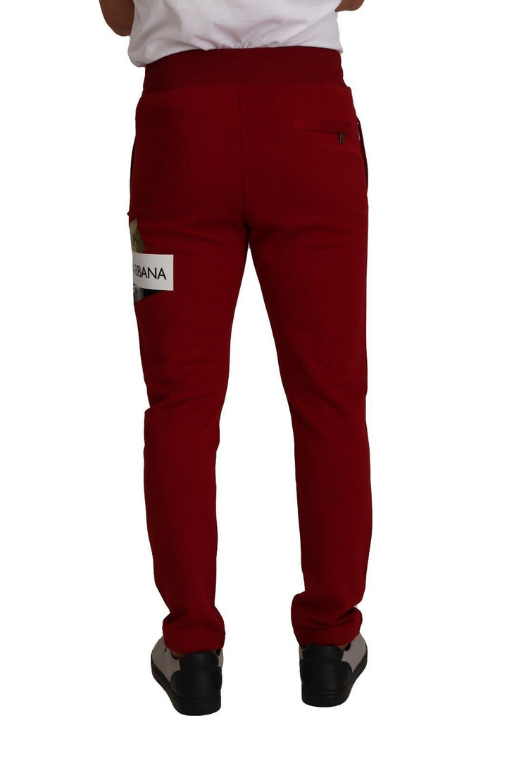 Dolce &amp; Gabbana Sample Sale Dolce &amp; Gabbana Red Cotton Logo Patch Sweatpants Jogging Pants - | Designer outlet