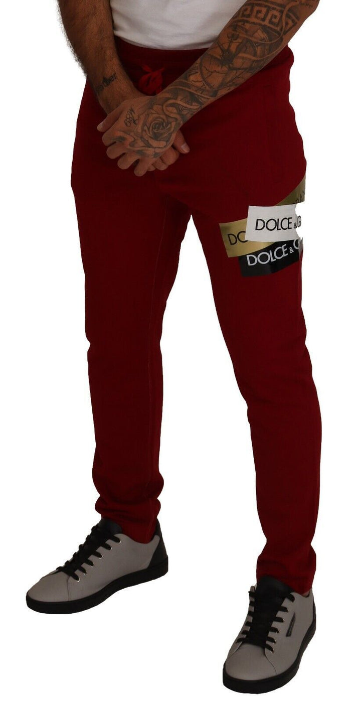 Dolce &amp; Gabbana Sample Sale Dolce &amp; Gabbana Red Cotton Logo Patch Sweatpants Jogging Pants - | Designer outlet