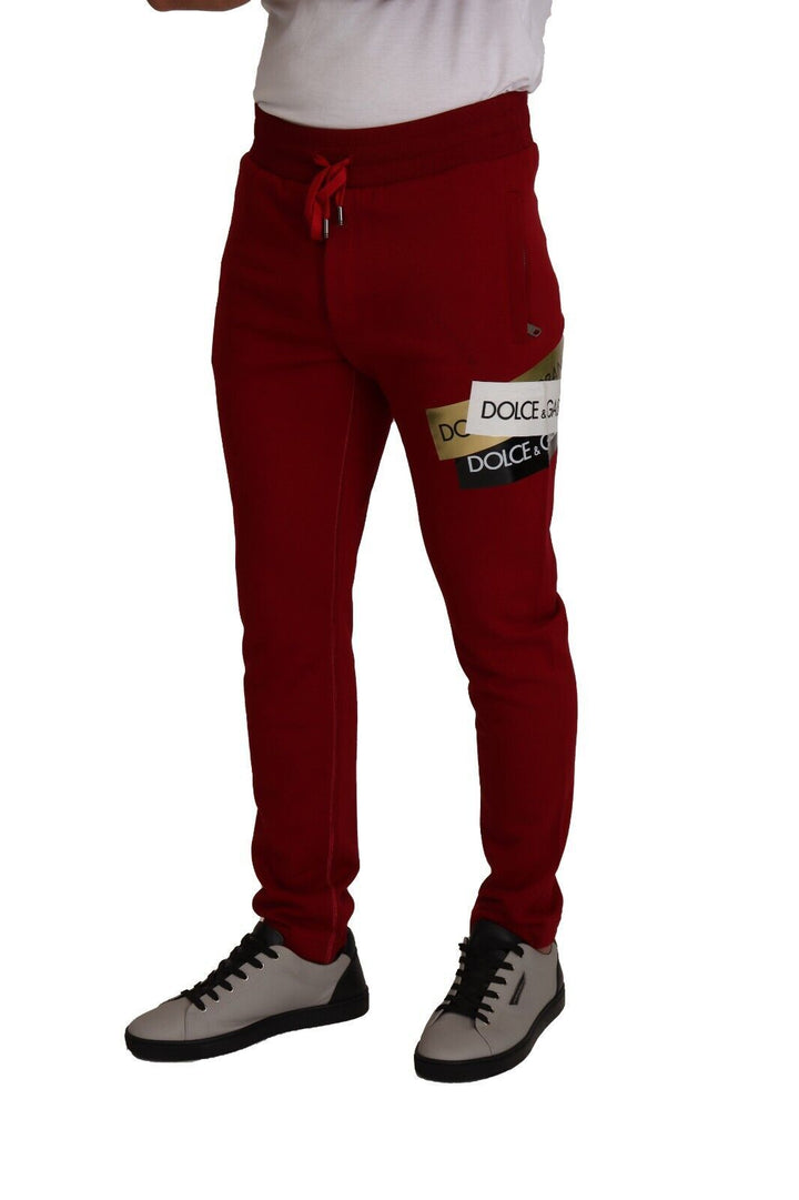 Dolce &amp; Gabbana Sample Sale Dolce &amp; Gabbana Red Cotton Logo Patch Sweatpants Jogging Pants - | Designer outlet