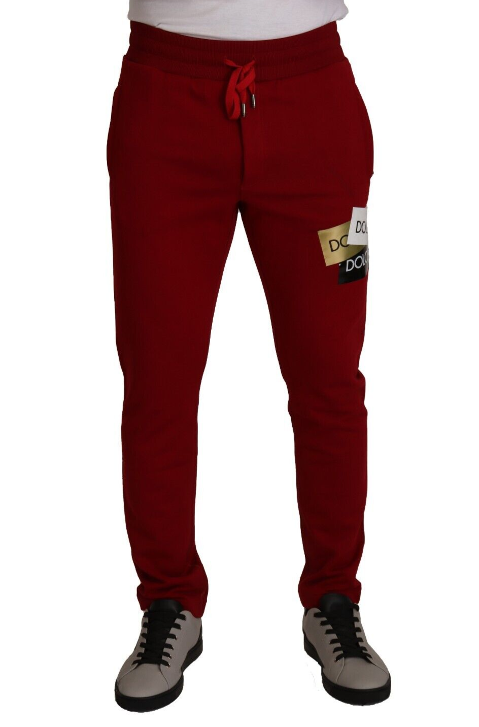 Dolce &amp; Gabbana Sample Sale Dolce &amp; Gabbana Red Cotton Logo Patch Sweatpants Jogging Pants - | Designer outlet