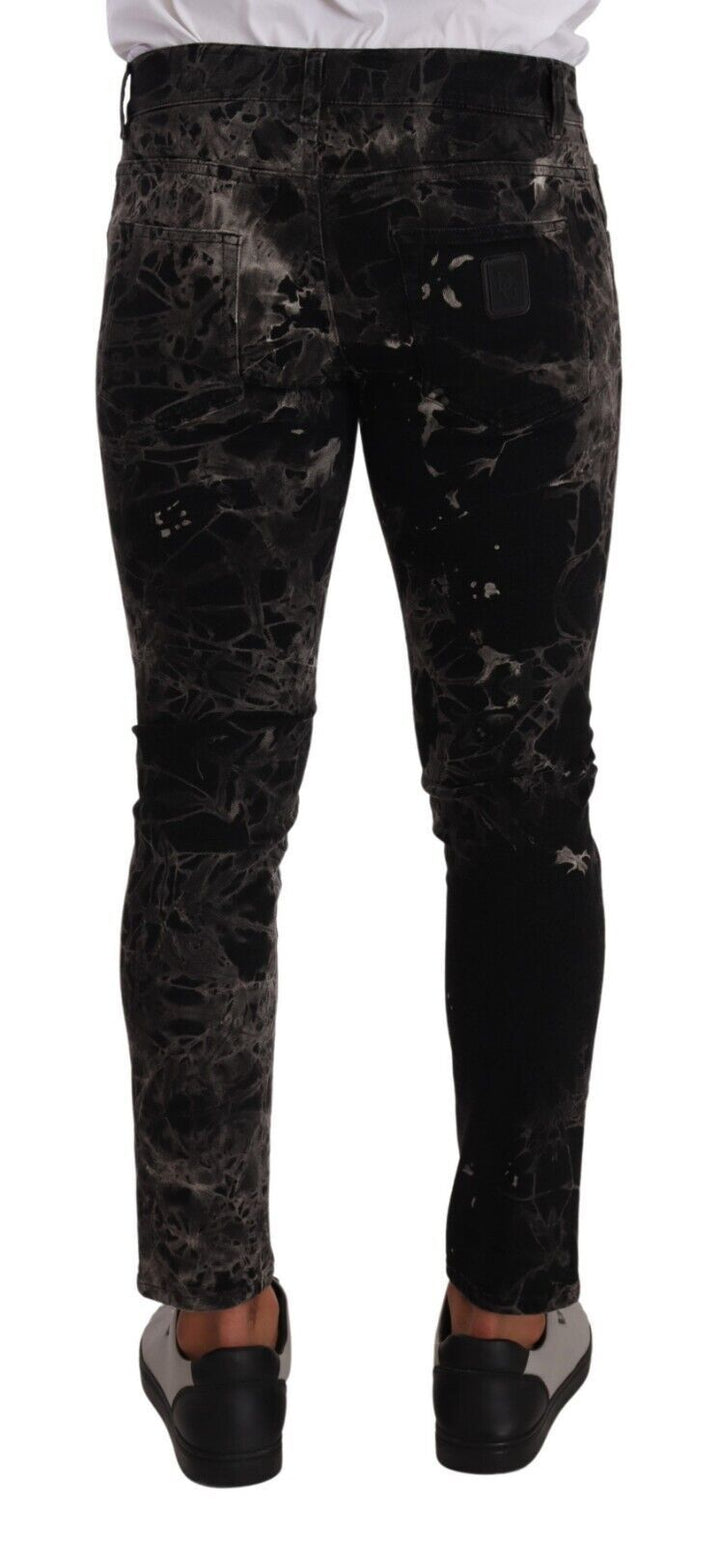 Dolce &amp; Gabbana Sample Sale Dolce &amp; Gabbana Black Patterned Skinny Slim Fit Jeans - | Designer outlet