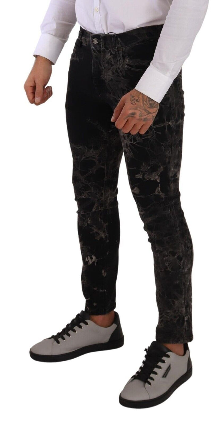 Dolce &amp; Gabbana Sample Sale Dolce &amp; Gabbana Black Patterned Skinny Slim Fit Jeans - | Designer outlet