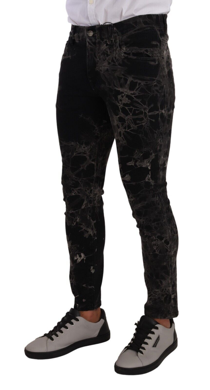 Dolce &amp; Gabbana Sample Sale Dolce &amp; Gabbana Black Patterned Skinny Slim Fit Jeans - | Designer outlet