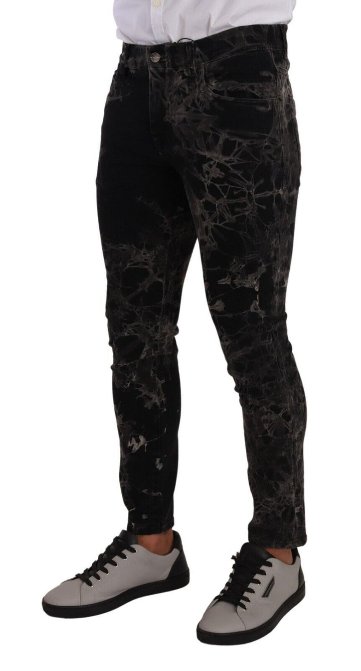 Dolce &amp; Gabbana Sample Sale Dolce &amp; Gabbana Black Patterned Skinny Slim Fit Jeans - | Designer outlet