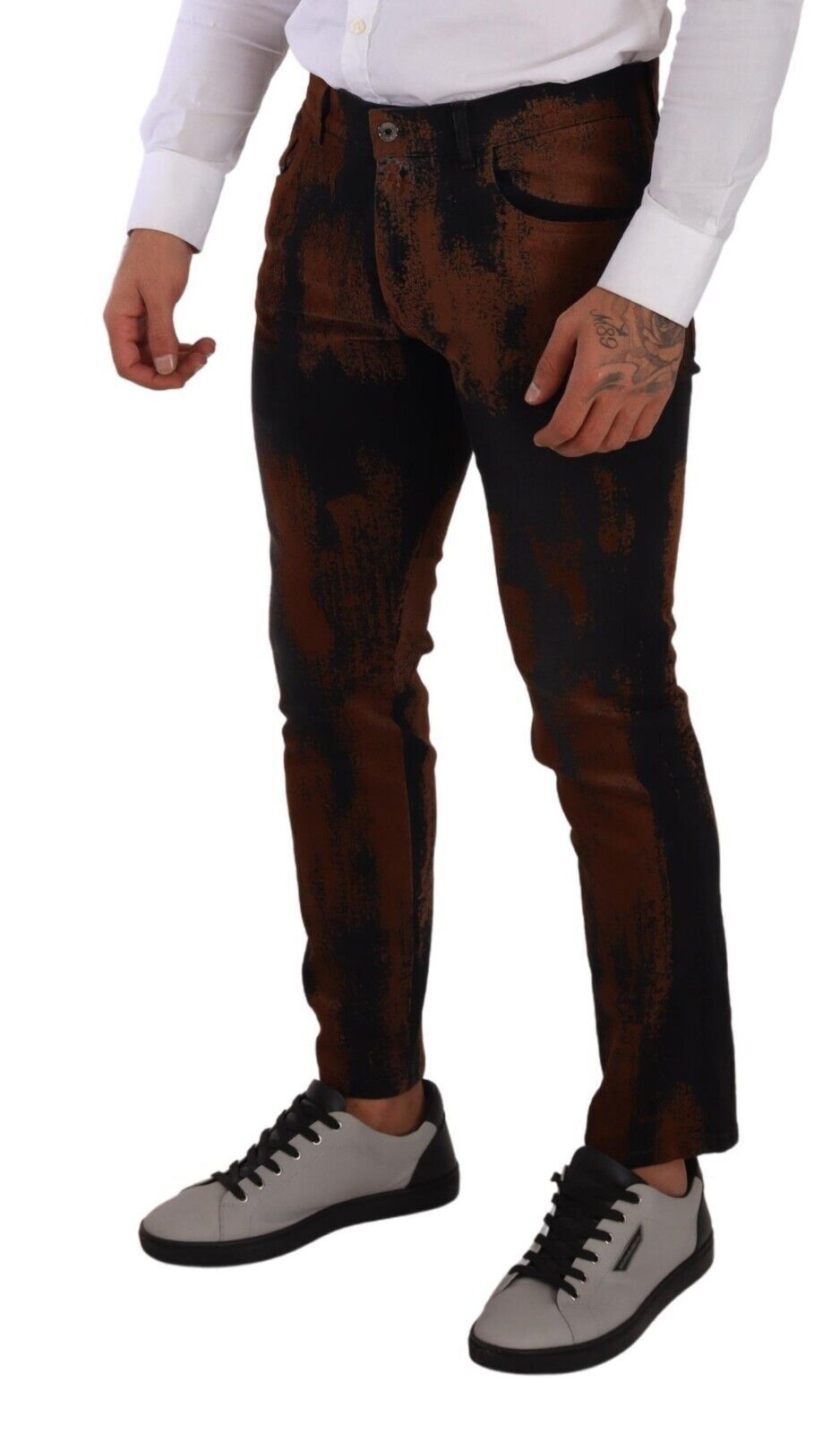 Dolce &amp; Gabbana Sample Sale Dolce &amp; Gabbana Black Brown Tie Dye Cotton Skinny Denim Jeans - | Designer outlet