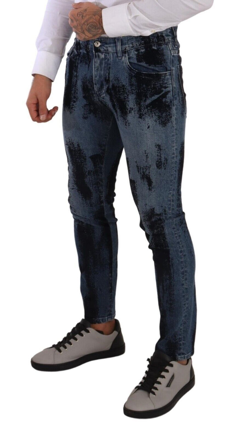 Dolce &amp; Gabbana Sample Sale Dolce &amp; Gabbana Blue Black Cotton Skinny Denim Jeans - | Designer outlet