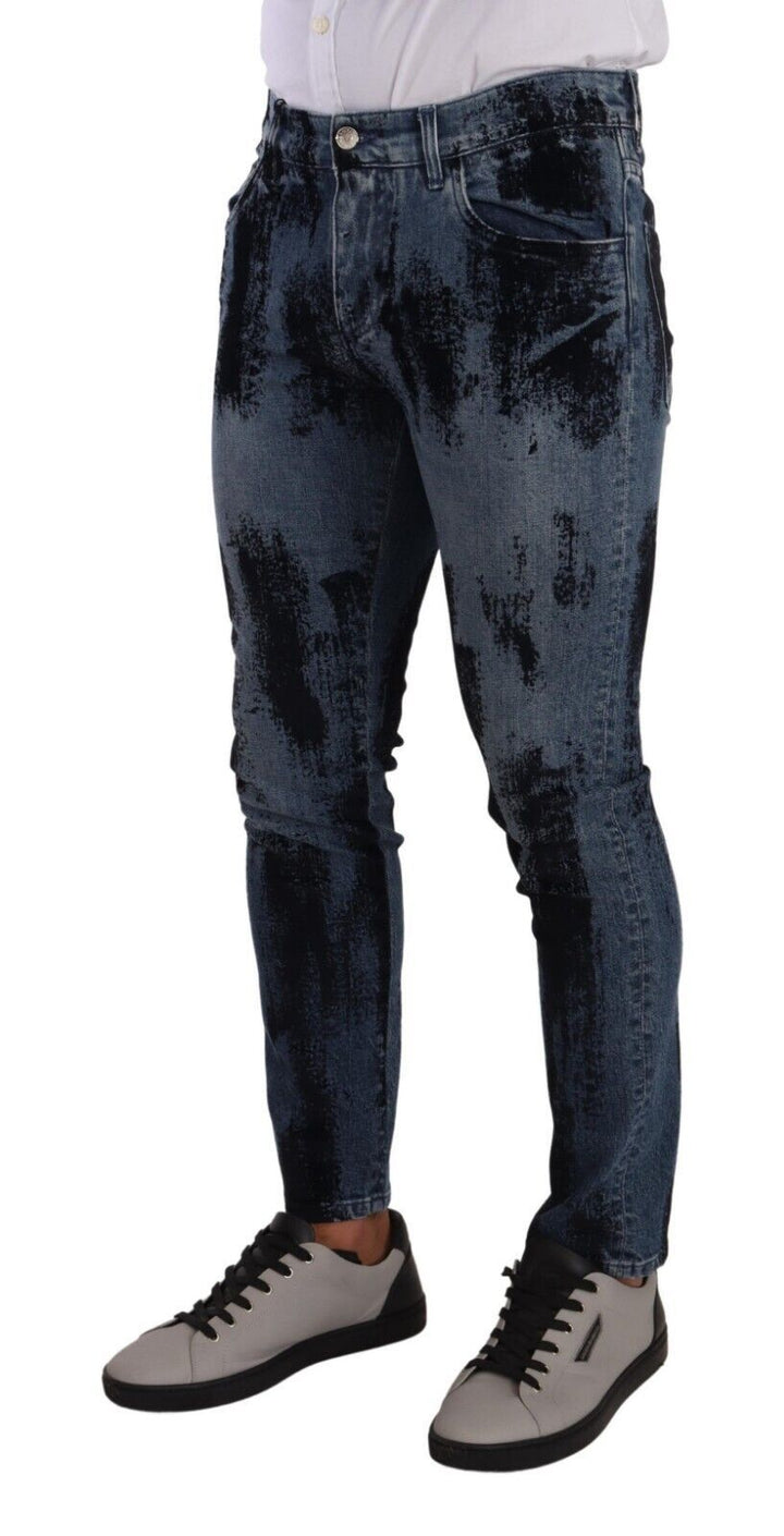 Dolce &amp; Gabbana Sample Sale Dolce &amp; Gabbana Blue Black Cotton Skinny Denim Jeans - | Designer outlet