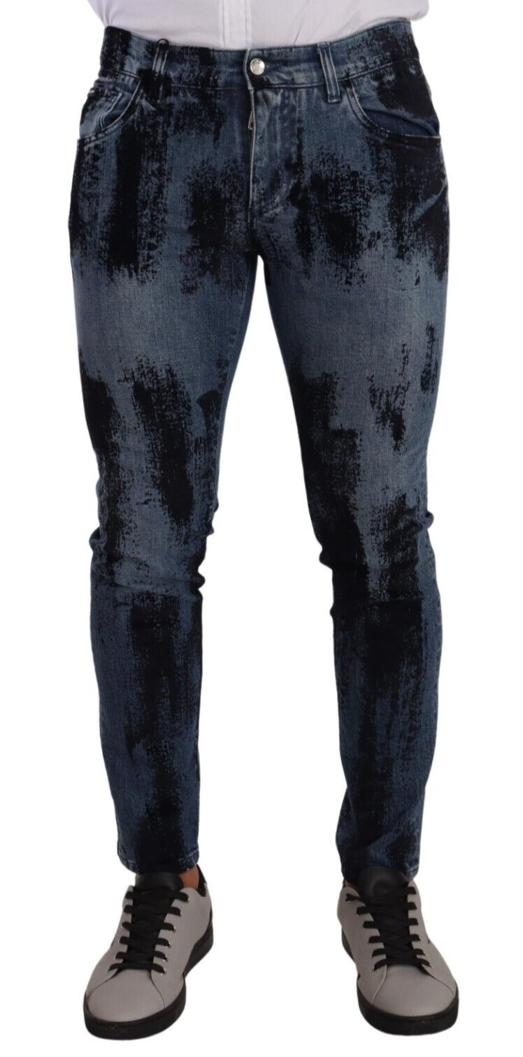 Dolce &amp; Gabbana Sample Sale Dolce &amp; Gabbana Blue Black Cotton Skinny Denim Jeans - | Designer outlet