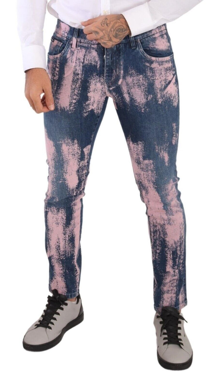 Dolce &amp; Gabbana Sample Sale Dolce &amp; Gabbana Blue Pink Tie Dye Cotton Skinny Denim Jeans - | Designer outlet