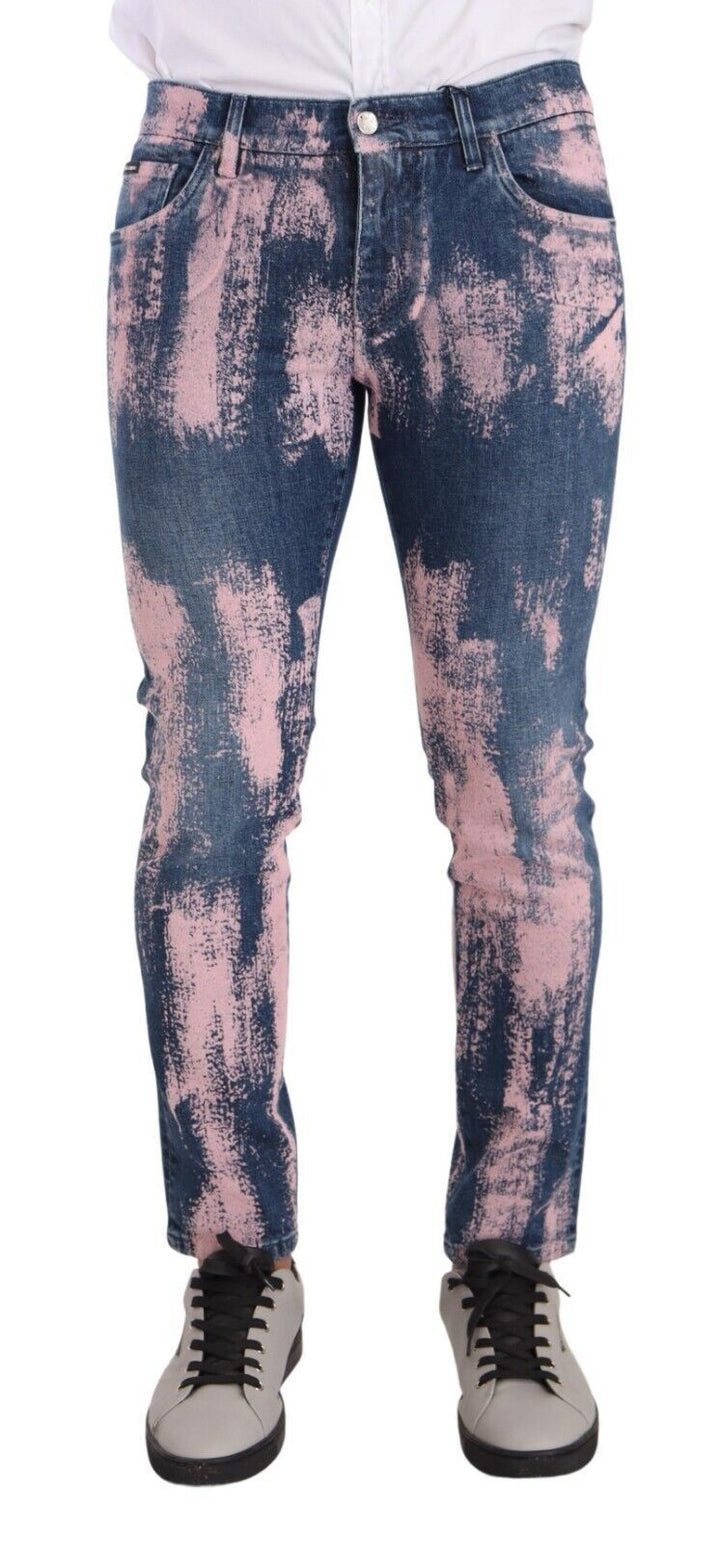 Dolce &amp; Gabbana Sample Sale Dolce &amp; Gabbana Blue Pink Tie Dye Cotton Skinny Denim Jeans - | Designer outlet