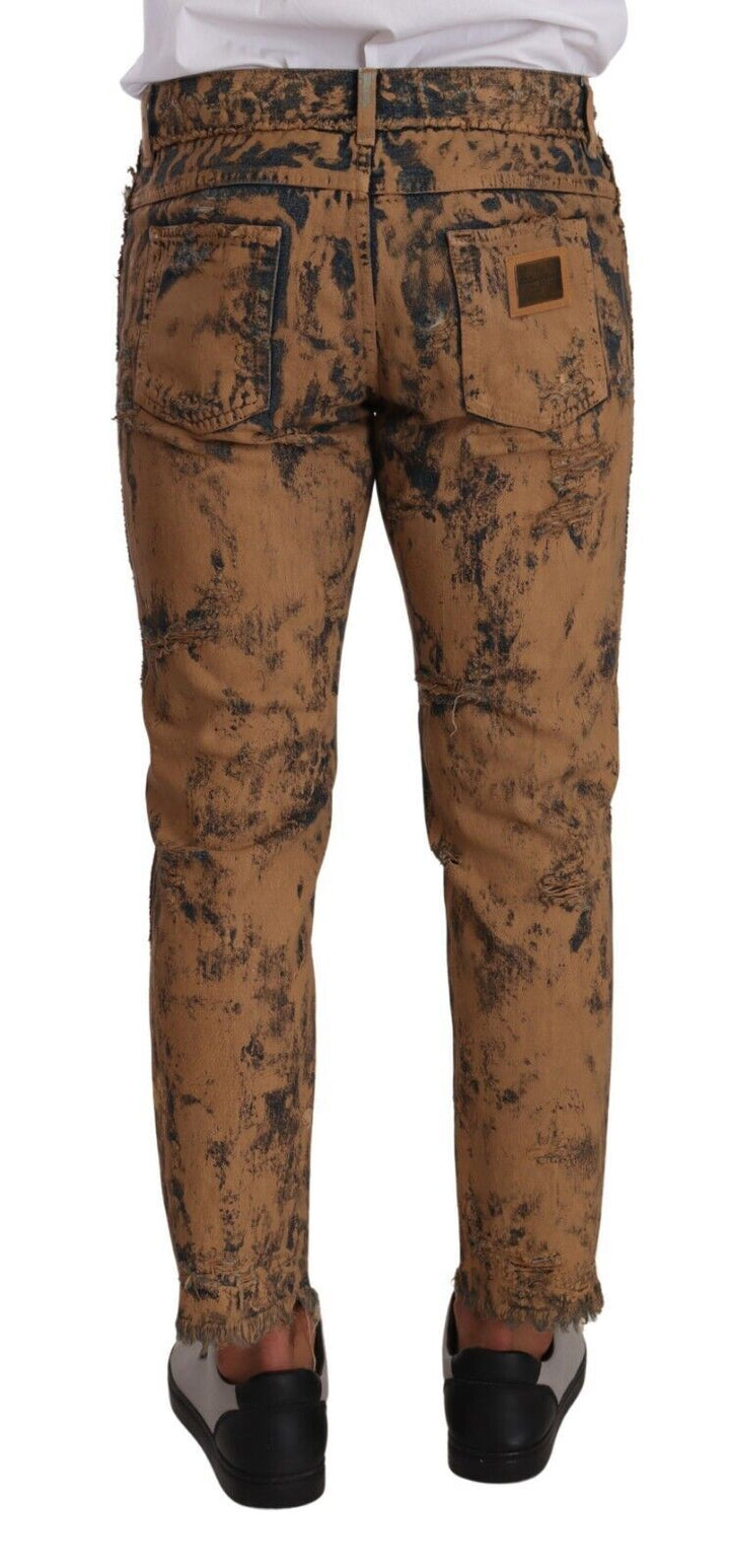 Dolce &amp; Gabbana Sample Sale Dolce &amp; Gabbana Brown Distressed Cotton Regular Denim Jeans - | Designer outlet