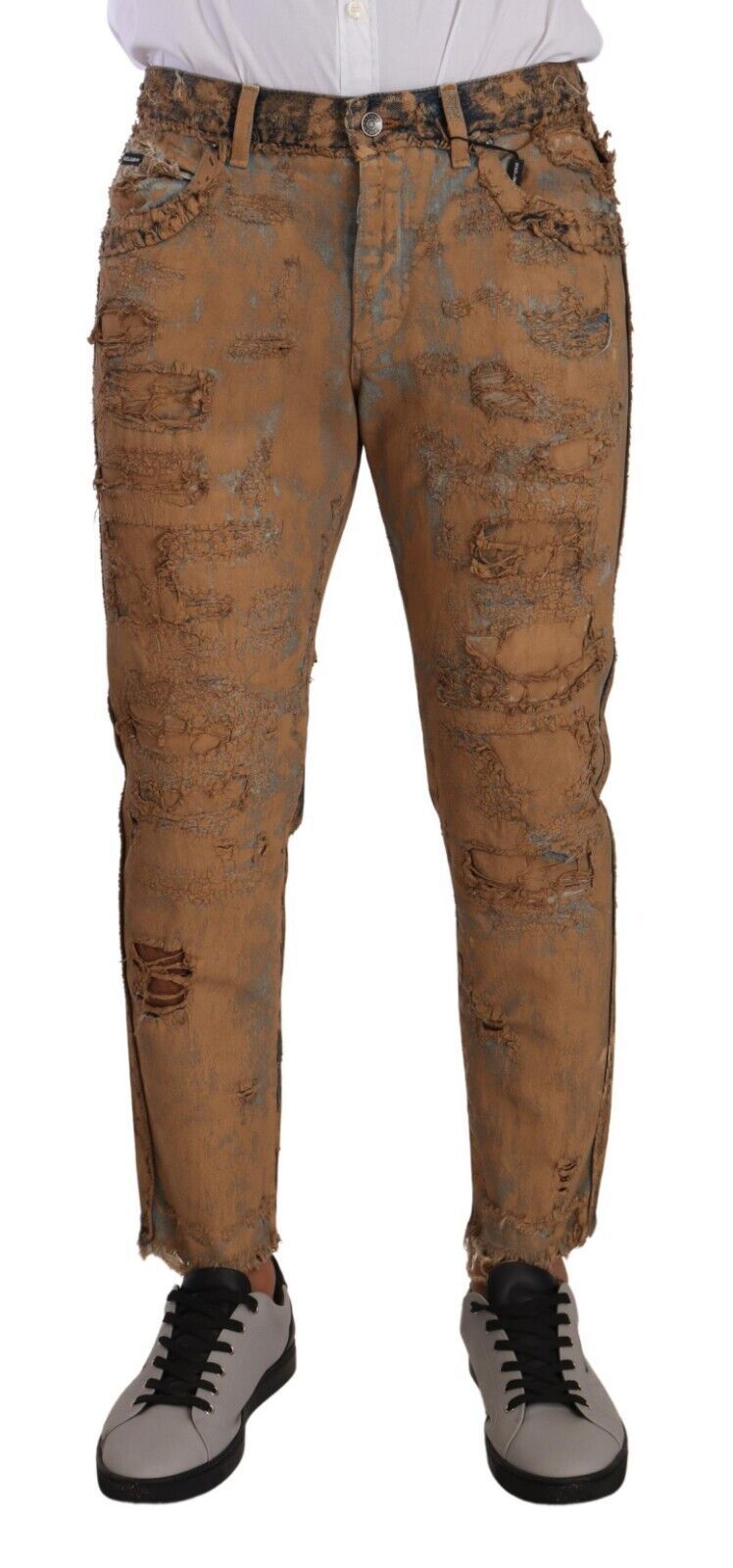 Dolce &amp; Gabbana Sample Sale Dolce &amp; Gabbana Brown Distressed Cotton Regular Denim Jeans - | Designer outlet