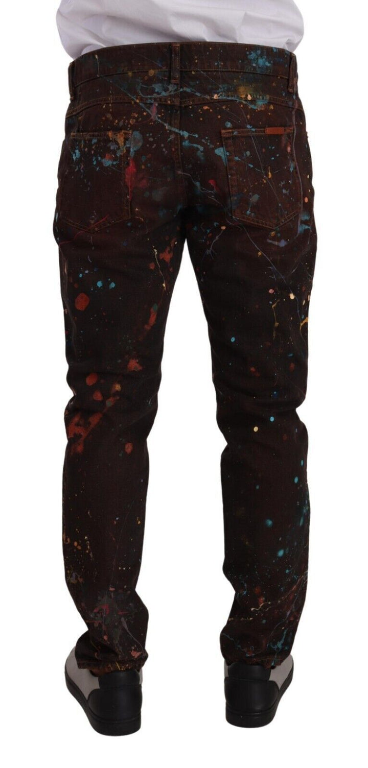 Dolce &amp; Gabbana Sample Sale Dolce &amp; Gabbana Brown Splash Color Cotton Regular Denim Jeans - | Designer outlet