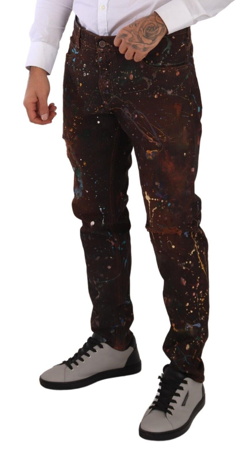 Dolce &amp; Gabbana Sample Sale Dolce &amp; Gabbana Brown Splash Color Cotton Regular Denim Jeans - | Designer outlet