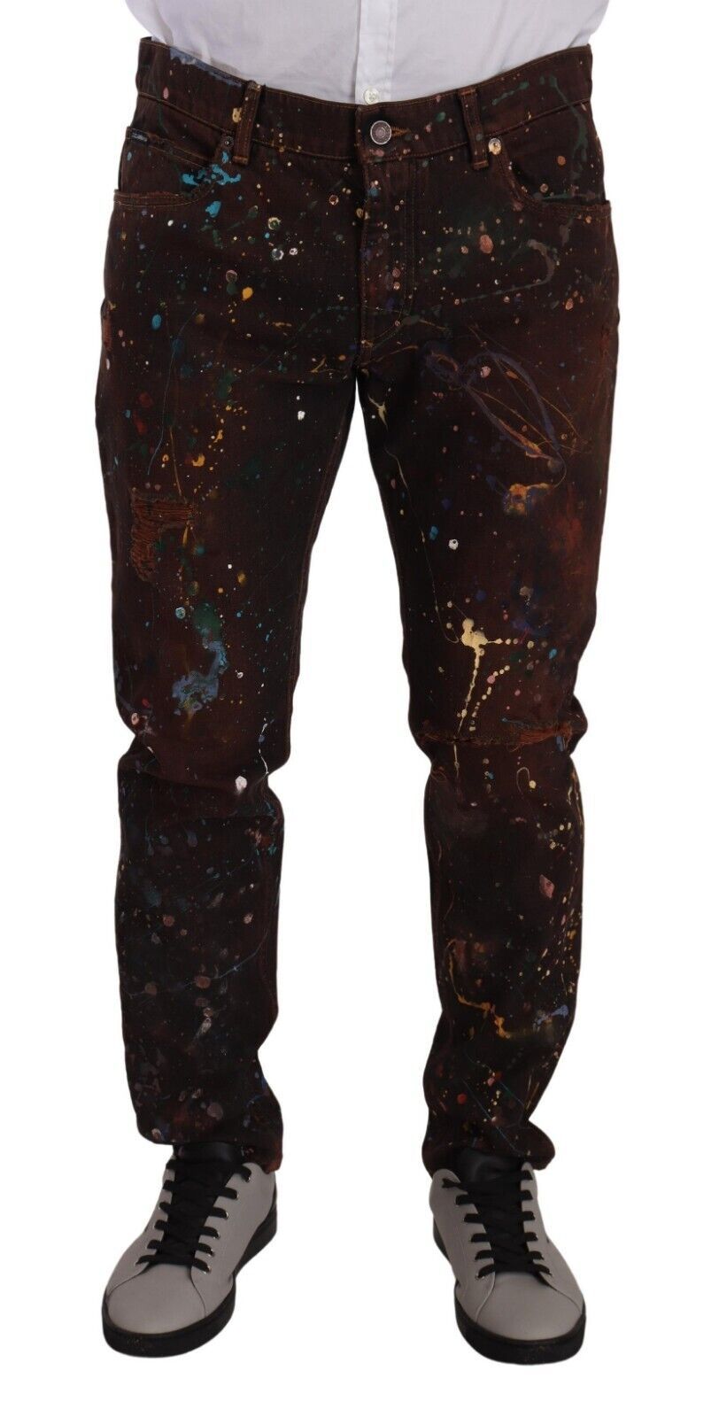 Dolce &amp; Gabbana Sample Sale Dolce &amp; Gabbana Brown Splash Color Cotton Regular Denim Jeans - | Designer outlet