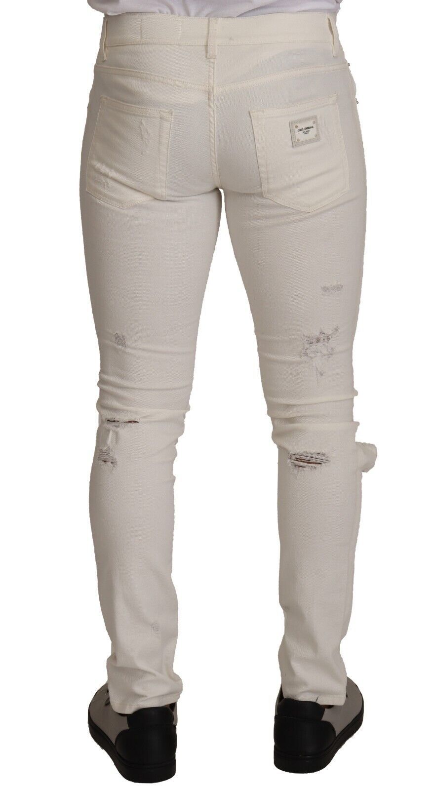 Dolce &amp; Gabbana Sample Sale Dolce &amp; Gabbana White Tattered Skinny Cotton Men Denim Jeans - | Designer outlet