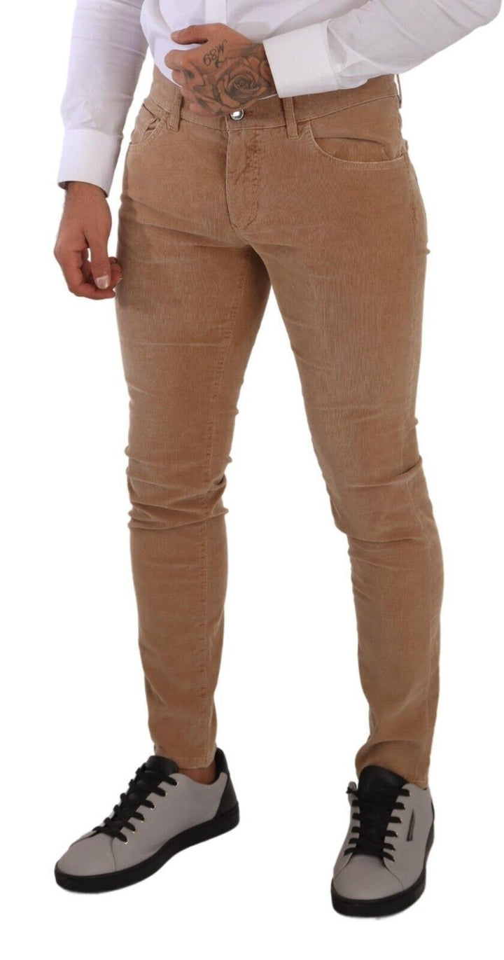 Dolce &amp; Gabbana Sample Sale Dolce &amp; Gabbana Brown Corduroy Cotton Skinny Slim Fit Jeans - | Designer outlet