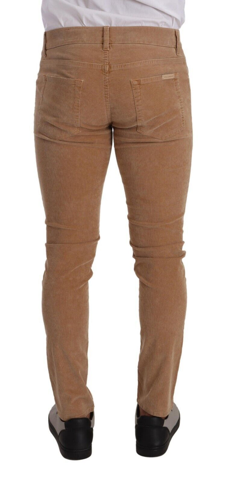 Dolce &amp; Gabbana Sample Sale Dolce &amp; Gabbana Brown Corduroy Cotton Skinny Slim Fit Jeans - | Designer outlet