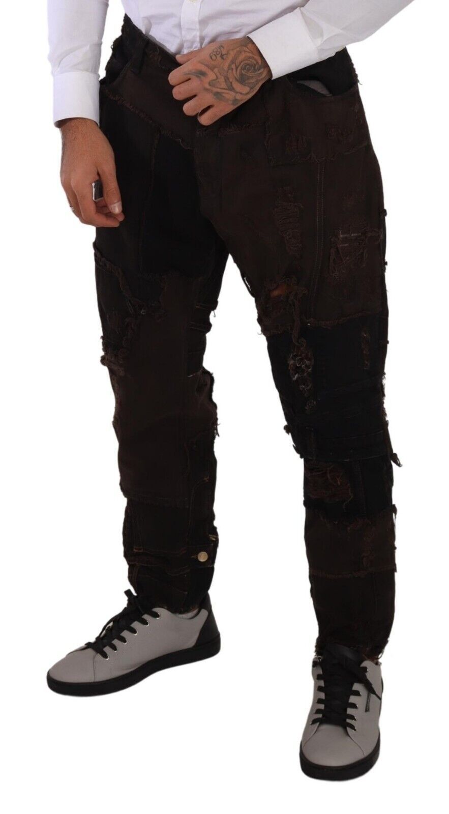 Dolce &amp; Gabbana Sample Sale Dolce &amp; Gabbana Brown Cotton Distressed Regular Denim Jeans - | Designer outlet