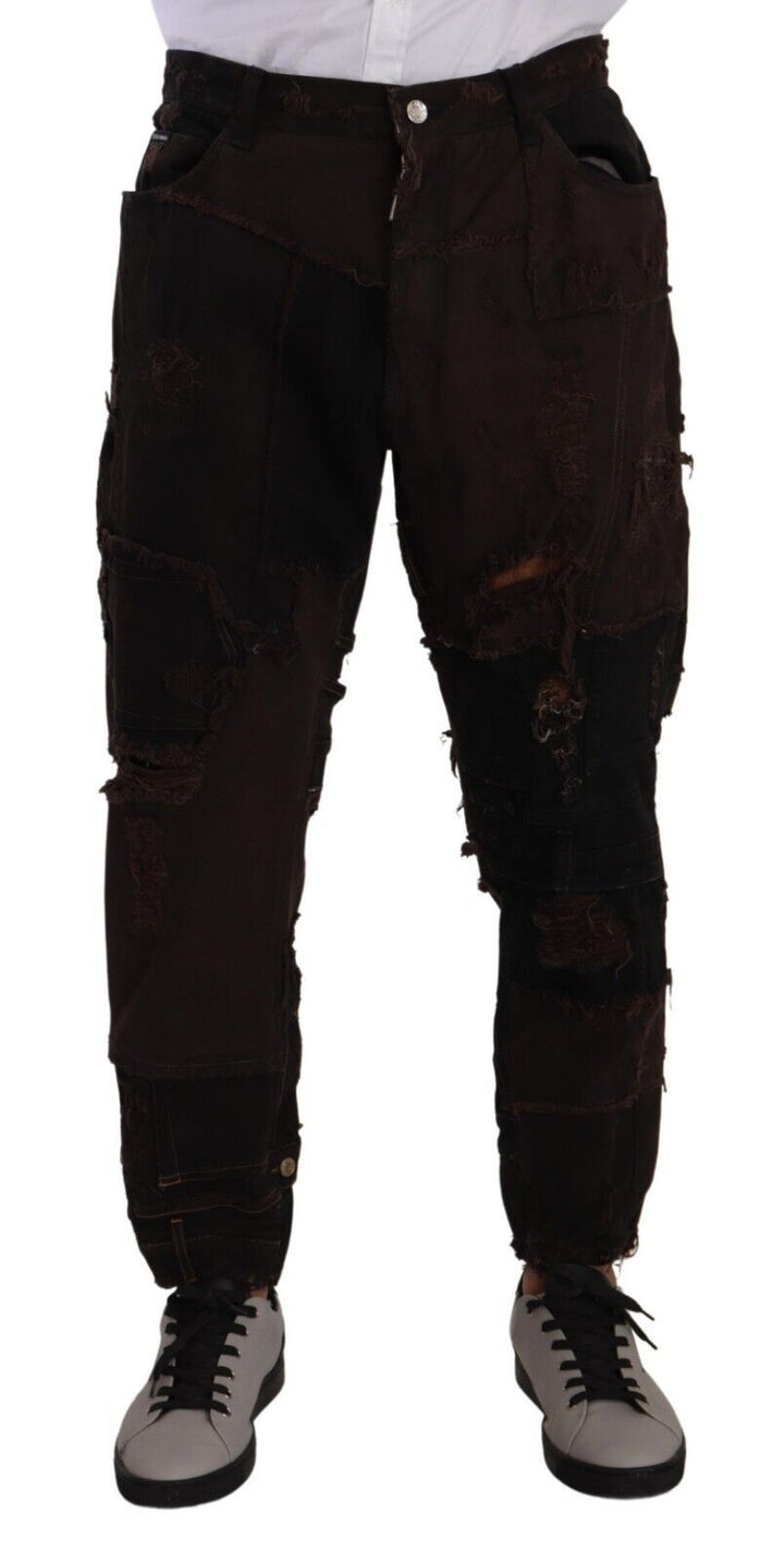 Dolce &amp; Gabbana Sample Sale Dolce &amp; Gabbana Brown Cotton Distressed Regular Denim Jeans - | Designer outlet