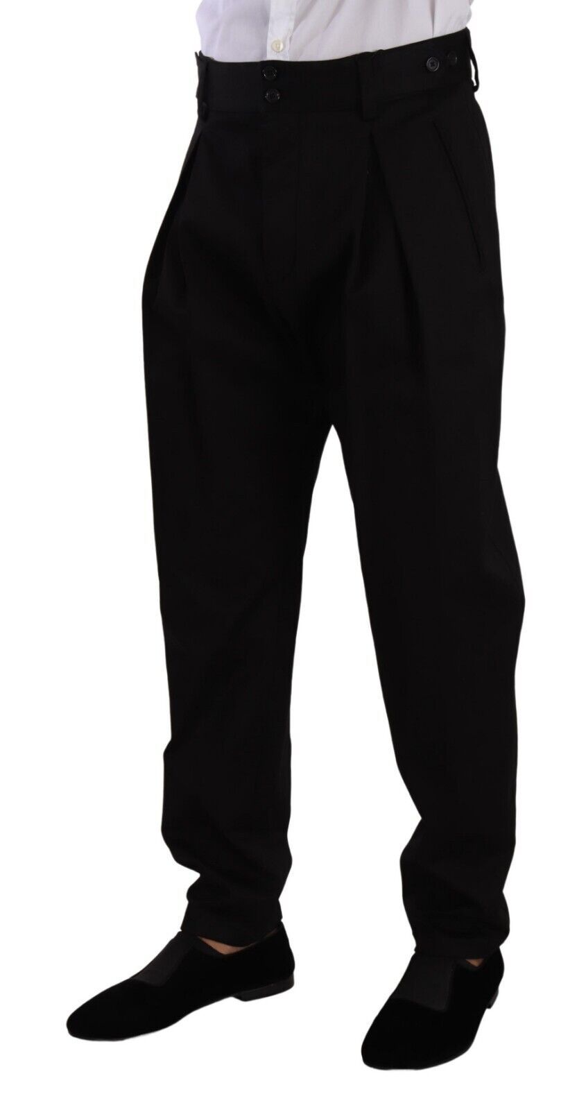 Dolce &amp; Gabbana Sample Sale Dolce &amp; Gabbana Black Cotton High Waist Men Trouser Dress Pants - | Designer outlet