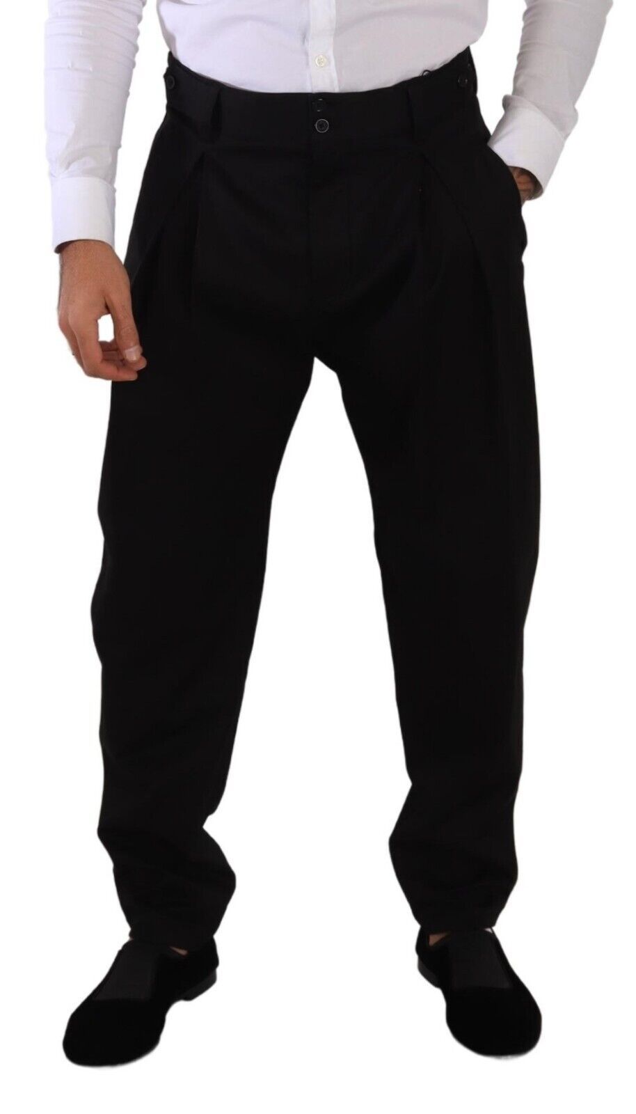 Dolce & Gabbana Black Cotton High Waist Men Trouser Dress Pants Ask Me Wear Dolce & Gabbana Black Cotton High Waist Men Trouser Dress Pants Ask Me Wear