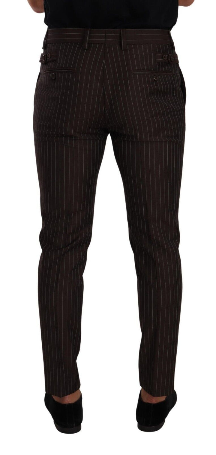 Dolce &amp; Gabbana Sample Sale Dolce &amp; Gabbana Brown Striped Wool Formal Trouser Dress Pants - | Designer outlet