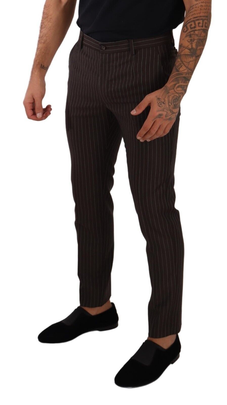 Dolce &amp; Gabbana Sample Sale Dolce &amp; Gabbana Brown Striped Wool Formal Trouser Dress Pants - | Designer outlet