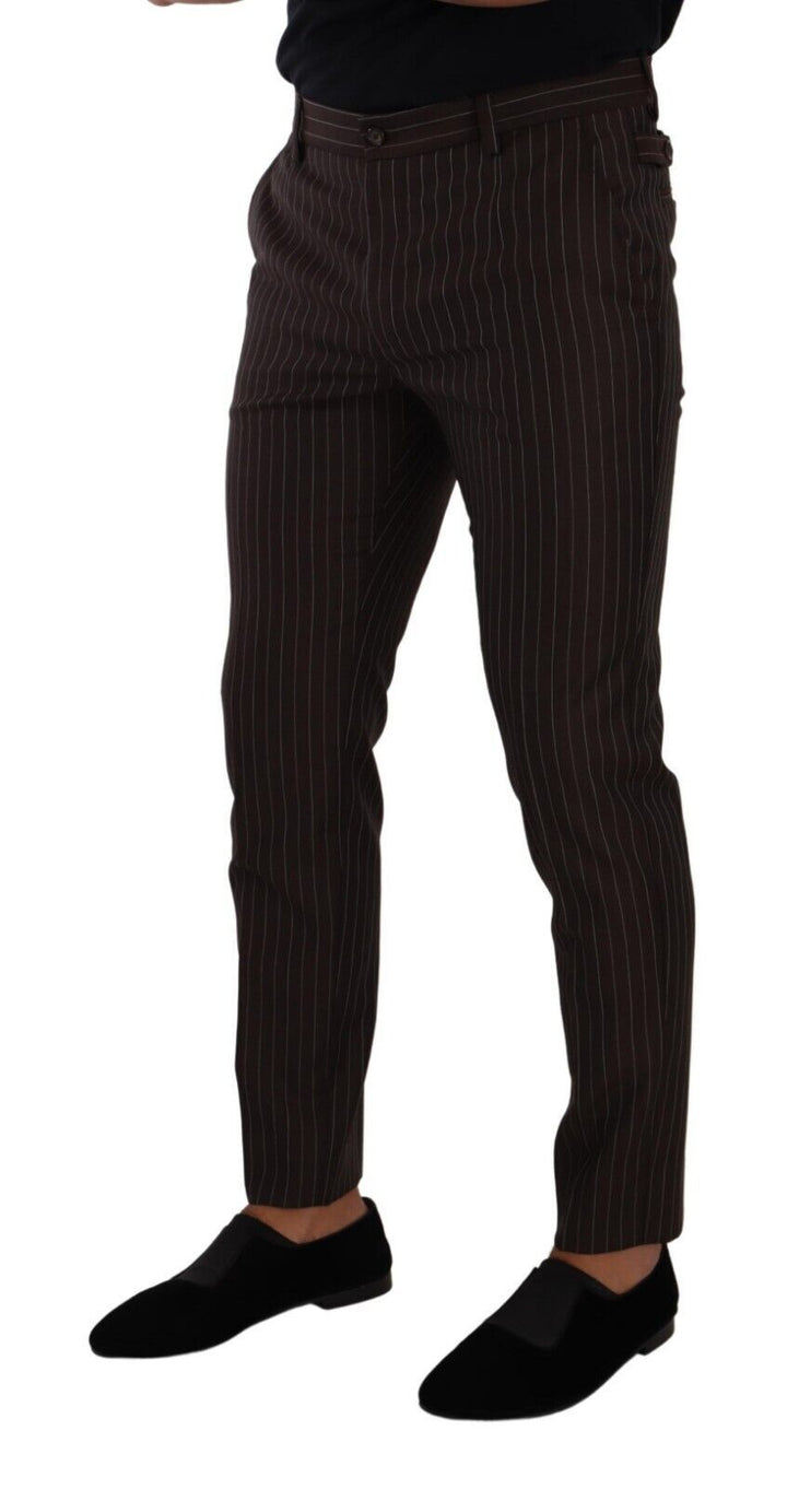 Dolce &amp; Gabbana Sample Sale Dolce &amp; Gabbana Brown Striped Wool Formal Trouser Dress Pants - | Designer outlet