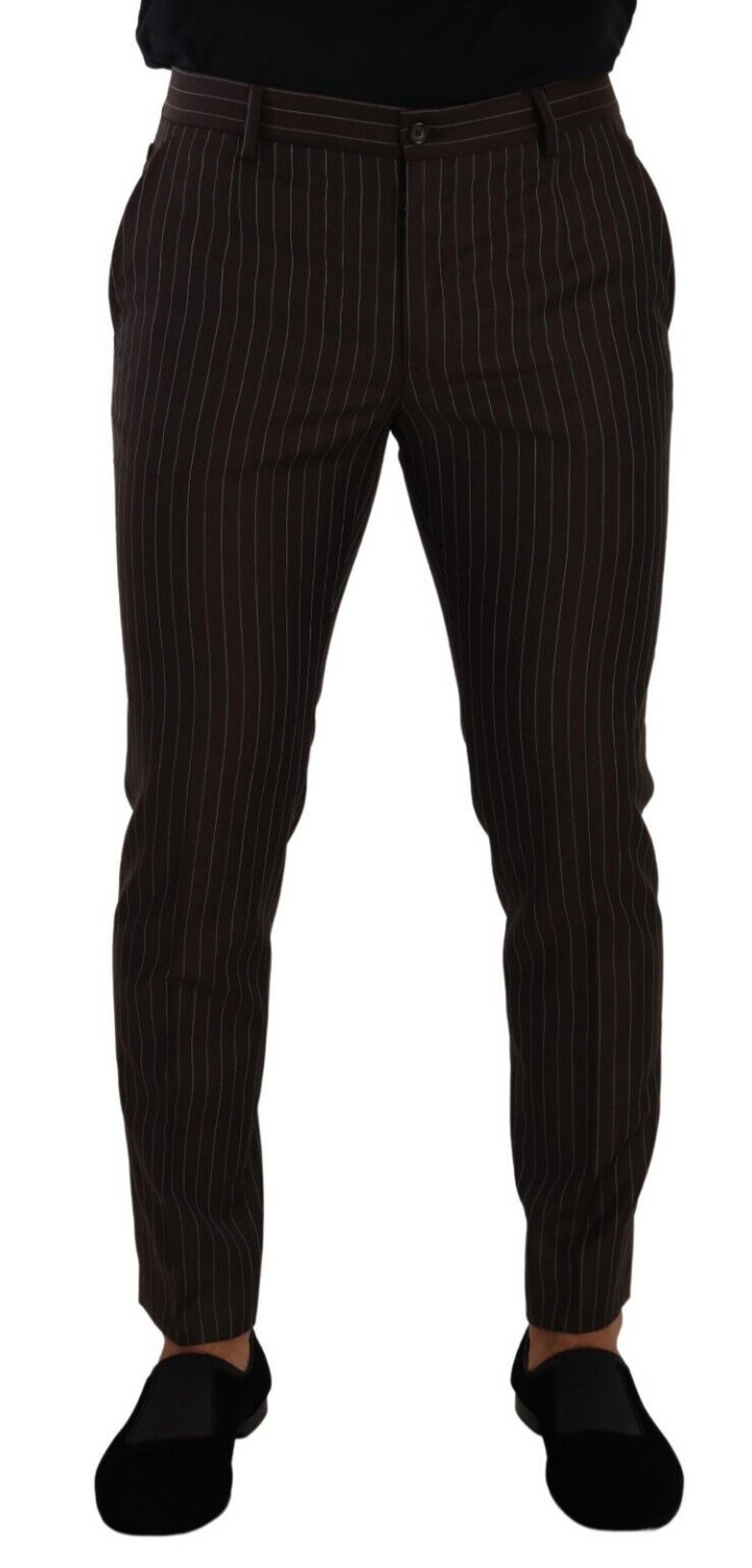 Dolce &amp; Gabbana Sample Sale Dolce &amp; Gabbana Brown Striped Wool Formal Trouser Dress Pants - | Designer outlet