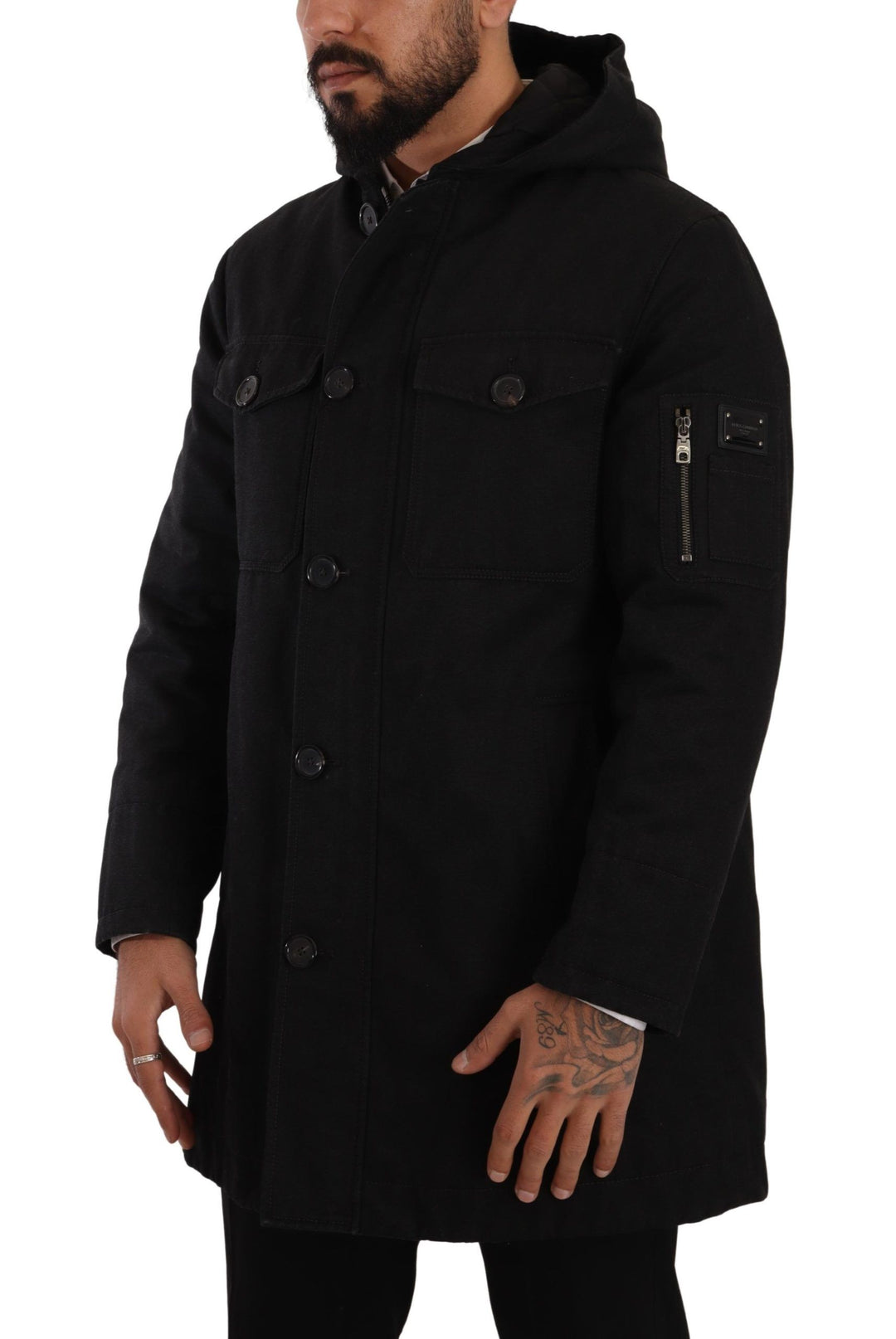 Dolce & Gabbana - Dolce & Gabbana Elegant Black Parka Hooded Jacket - JKT3016 - 46 - Ask Me Wear