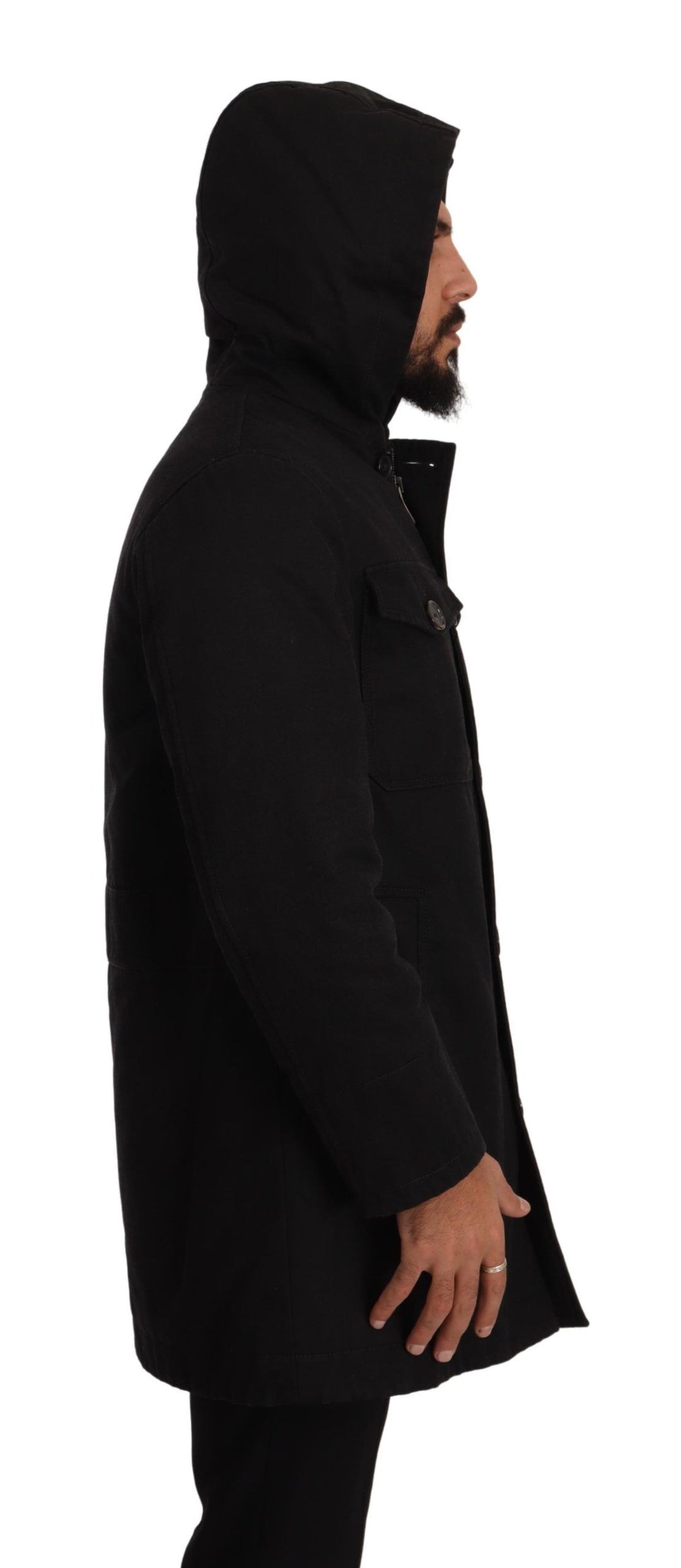 Dolce & Gabbana - Dolce & Gabbana Elegant Black Parka Hooded Jacket - JKT3016 - 46 - Ask Me Wear