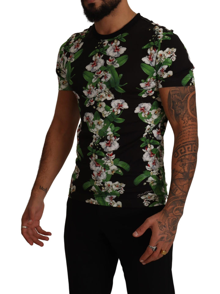 Dolce &amp; Gabbana Sample Sale Dolce &amp; Gabbana Black Floral Print Crewneck T-shirt - | Designer outlet