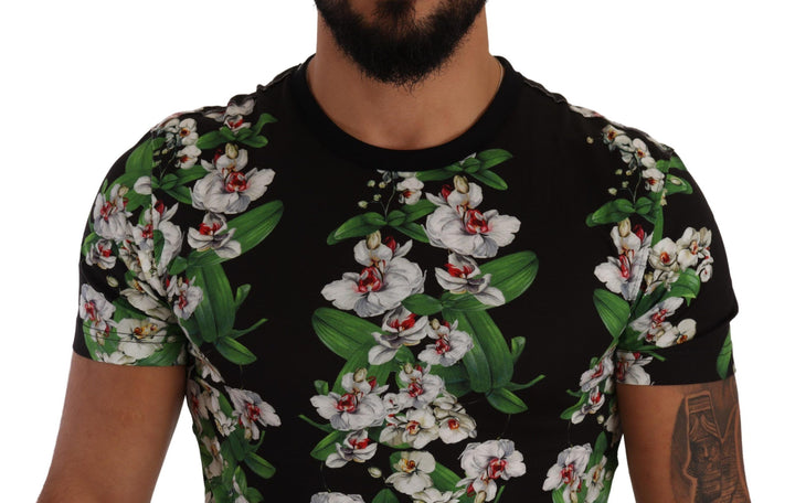 Dolce &amp; Gabbana Sample Sale Dolce &amp; Gabbana Black Floral Print Crewneck T-shirt - | Designer outlet