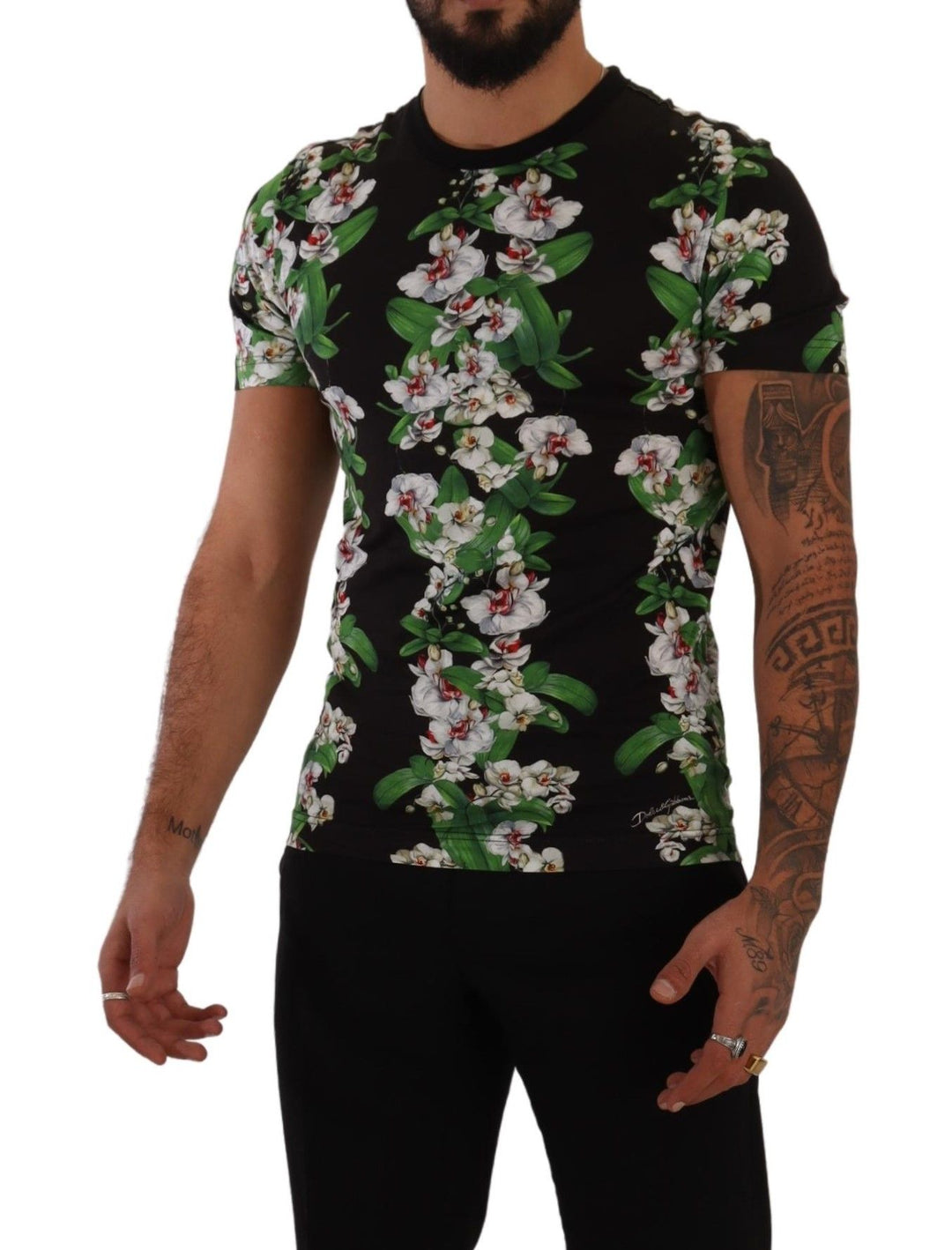 Dolce &amp; Gabbana Sample Sale Dolce &amp; Gabbana Black Floral Print Crewneck T-shirt - | Designer outlet